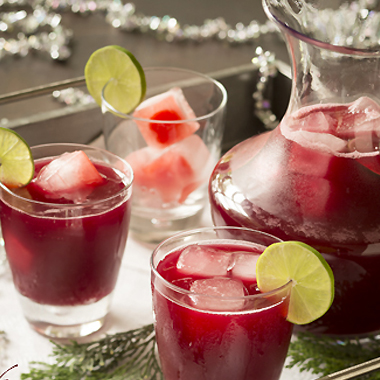 Maraschino cherry and pomegranate fruit punch