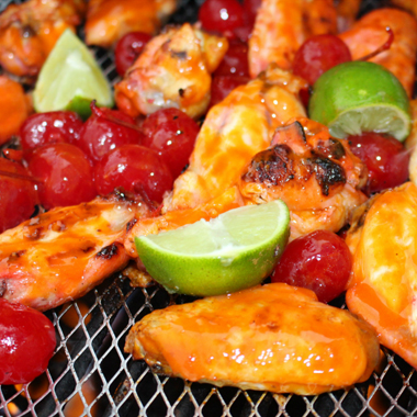 Maraschino cherry marinade on rack of ribs 